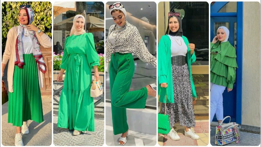 إطلالات محتشمة باللون الأخضر
